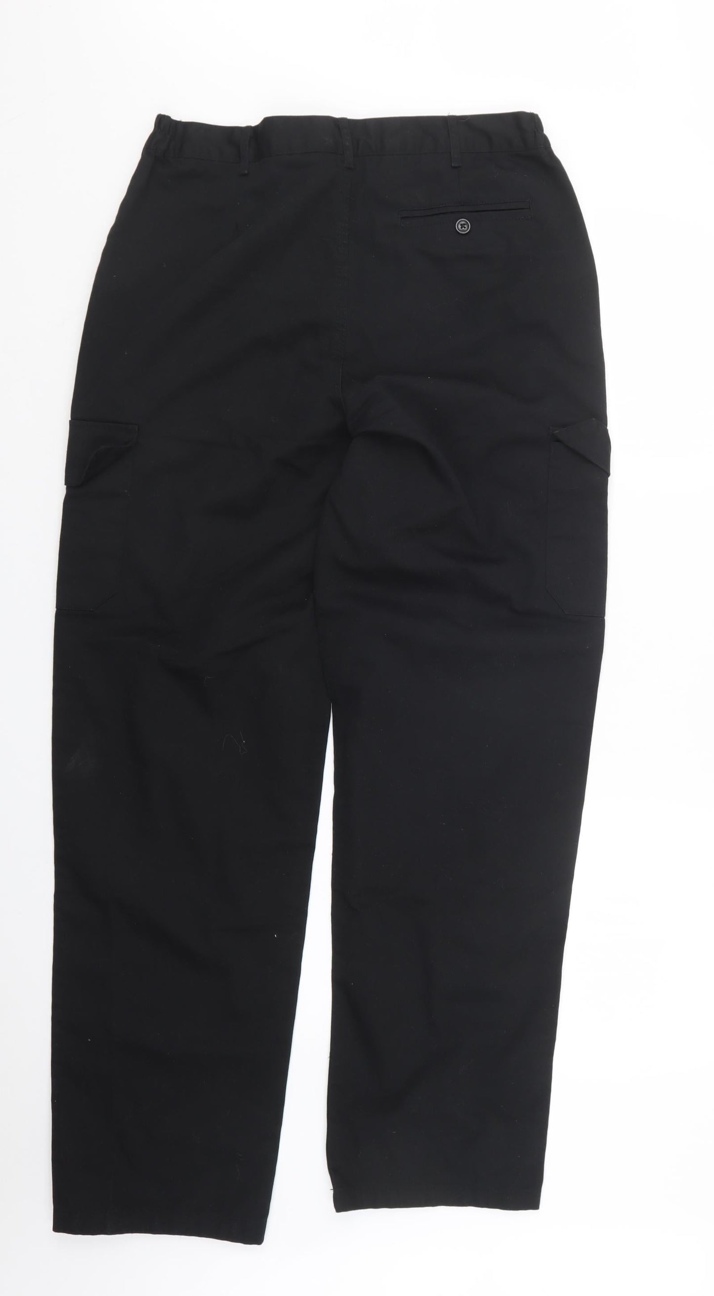 Mens UK Size 31 in Black Knight Regular Fit  Black Trousers