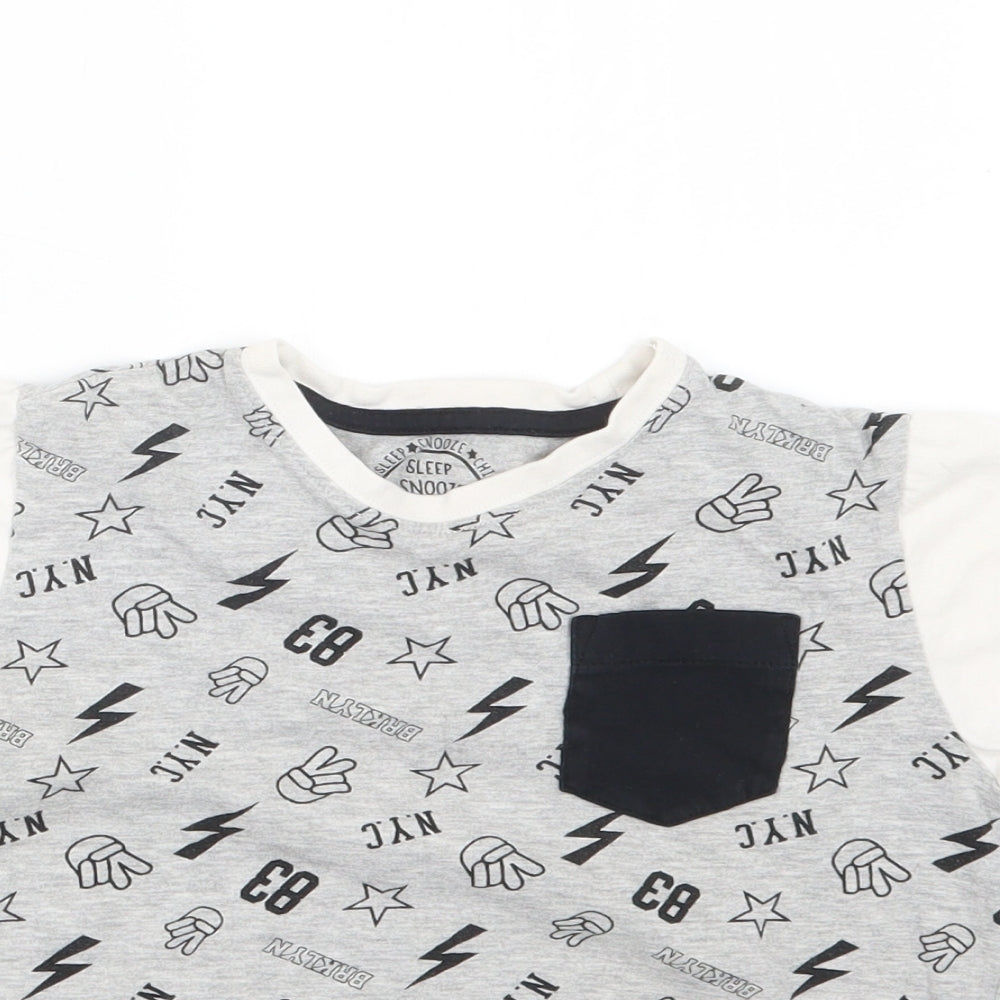 Matalan Boys Grey Geometric   Pyjama Top Size 7 Years
