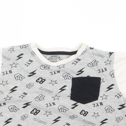 Matalan Boys Grey Geometric   Pyjama Top Size 7 Years