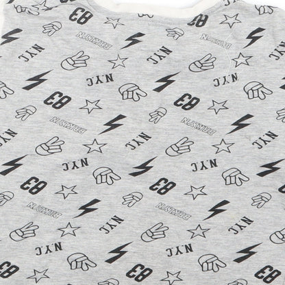 Matalan Boys Grey Geometric   Pyjama Top Size 7 Years