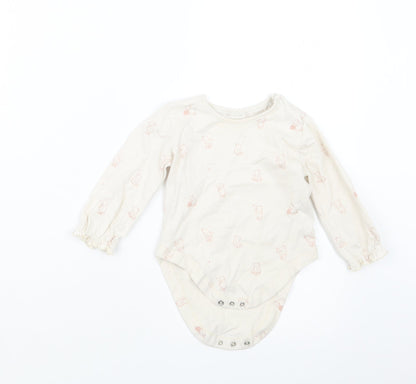 George Girls Beige Geometric  Babygrow One-Piece Size 6-9 Months  - Winnie the Pooh