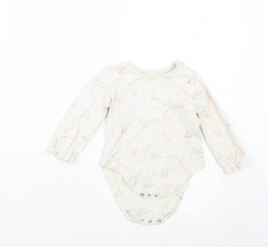 George Girls Beige Geometric  Babygrow One-Piece Size 6-9 Months  - Winnie the Pooh