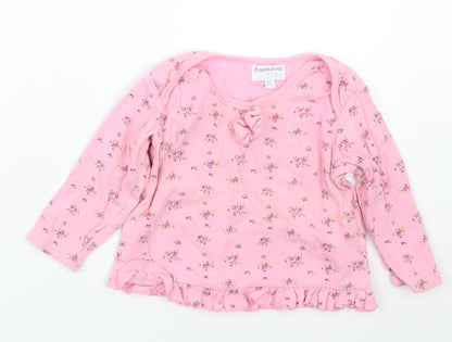 Babaluno Girls Pink Floral  Basic T-Shirt Size 9-12 Months