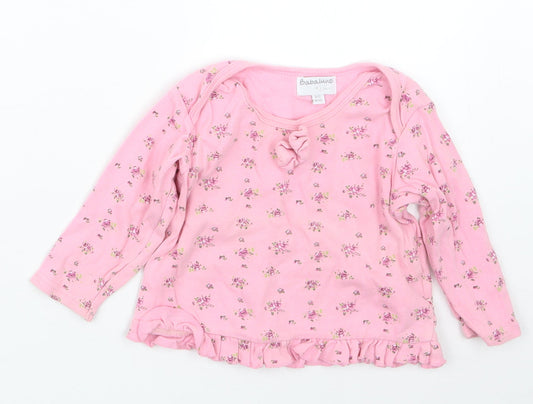 Babaluno Girls Pink Floral  Basic T-Shirt Size 9-12 Months