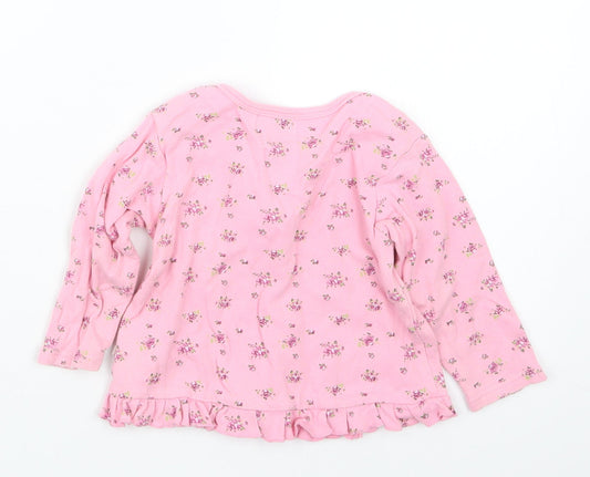 Babaluno Girls Pink Floral  Basic T-Shirt Size 9-12 Months