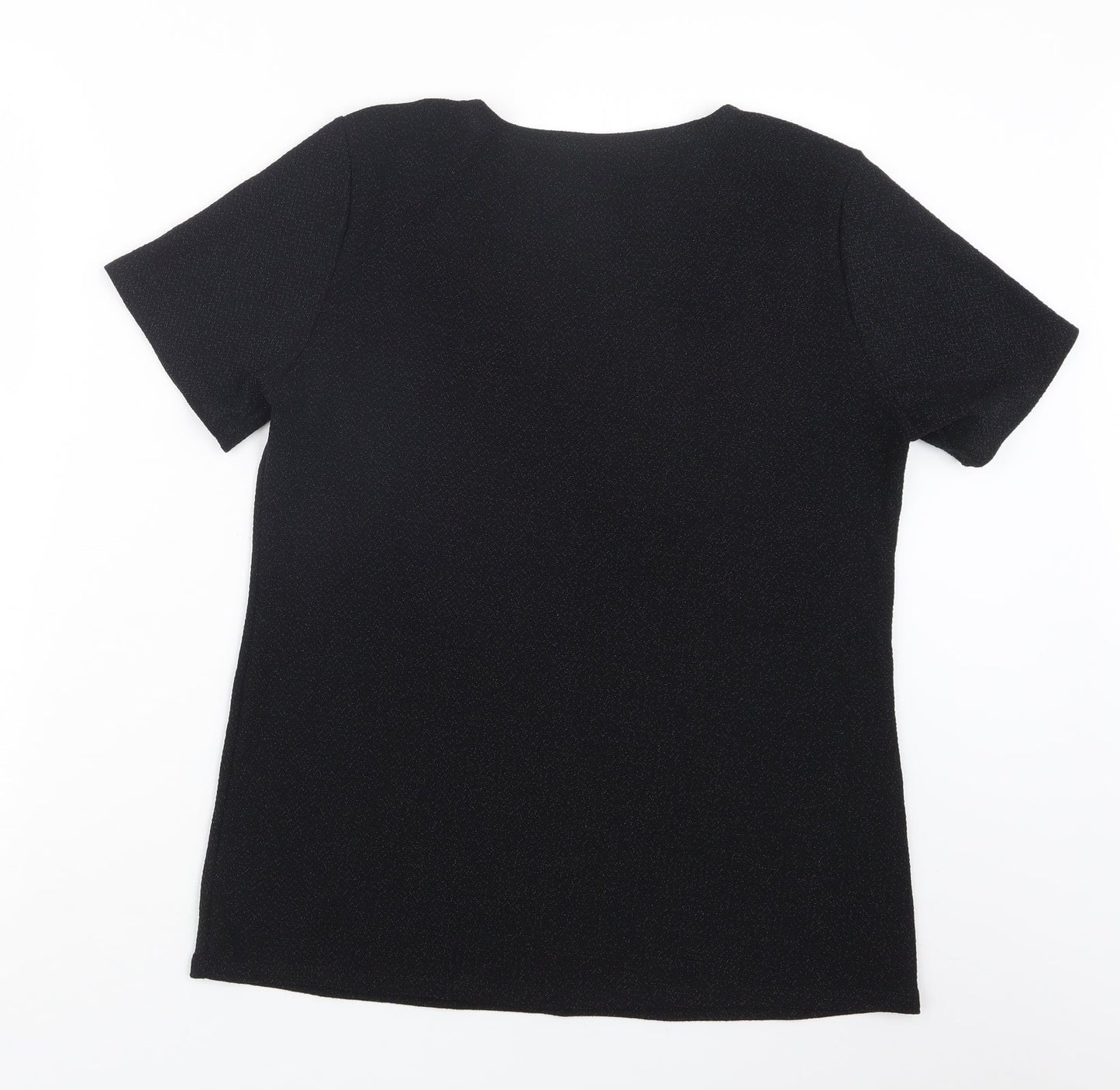 Womens UK Size 16 Charlotte Gold Black Basic T-Shirt