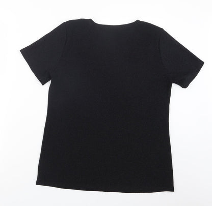 Womens UK Size 16 Charlotte Gold Black Basic T-Shirt