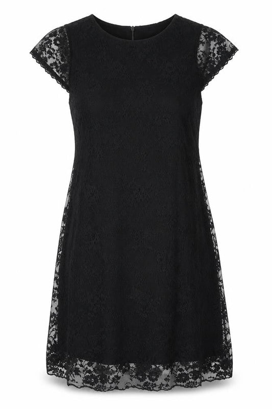 Front view of AMARANTO women’s black lace a-line, size UK 8