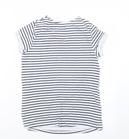 Primark Girls Blue Striped  Basic T-Shirt Size 11-12 Years