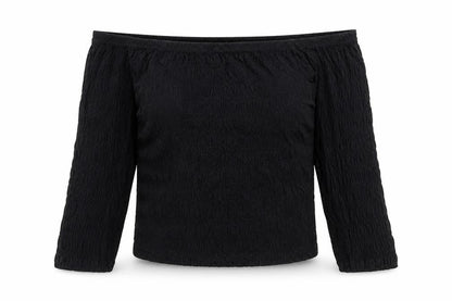 Front view of 915 Generation girls’ black cropped t-shirt, size 10-11, years