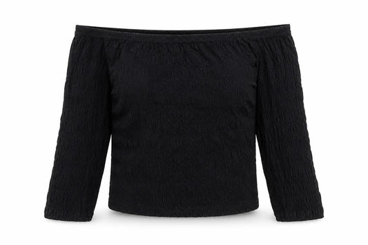 Front view of 915 Generation girls’ black cropped t-shirt, size 10-11, years