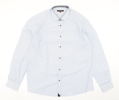 George Mens Blue Polka Dot   Dress Shirt Size 14