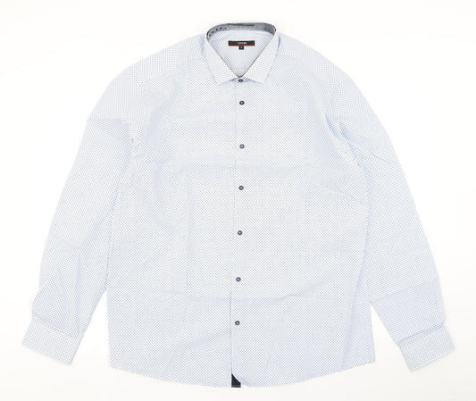 George Mens Blue Polka Dot   Dress Shirt Size 14