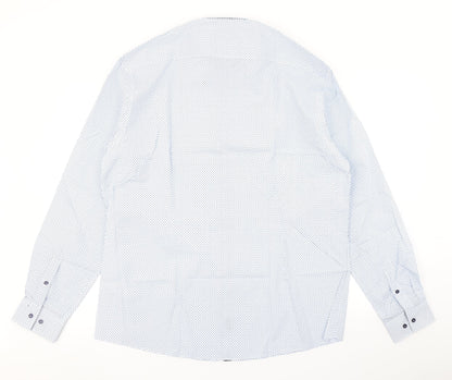 George Mens Blue Polka Dot   Dress Shirt Size 14