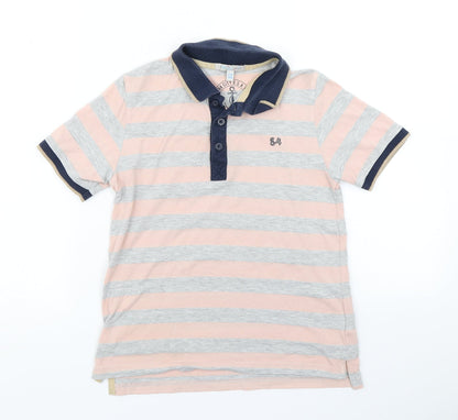 Indigo Boys Grey Striped  Basic Polo Size 7-8 Years
