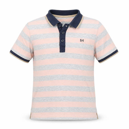 Indigo Boys Grey Striped  Basic Polo Size 7-8 Years