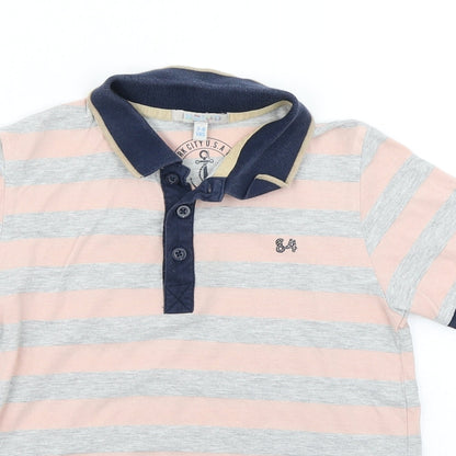 Indigo Boys Grey Striped  Basic Polo Size 7-8 Years