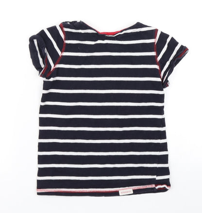 Hatkley Girls Blue Striped  Basic T-Shirt Size 7 Years