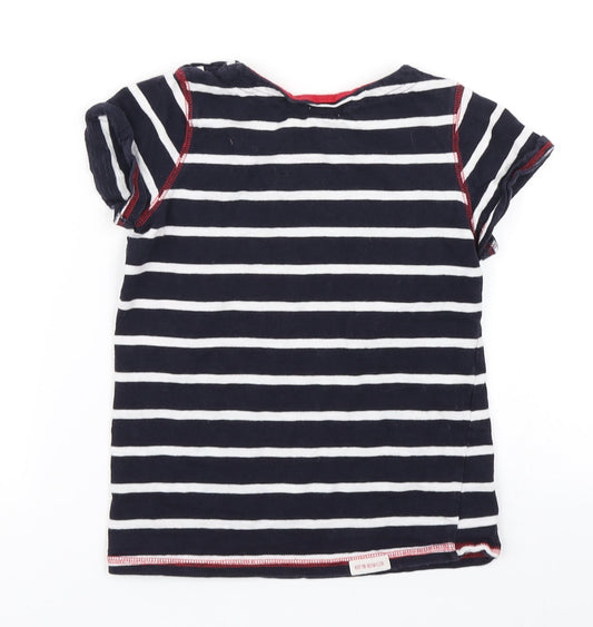 Hatkley Girls Blue Striped  Basic T-Shirt Size 7 Years