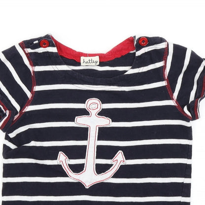 Hatkley Girls Blue Striped  Basic T-Shirt Size 7 Years