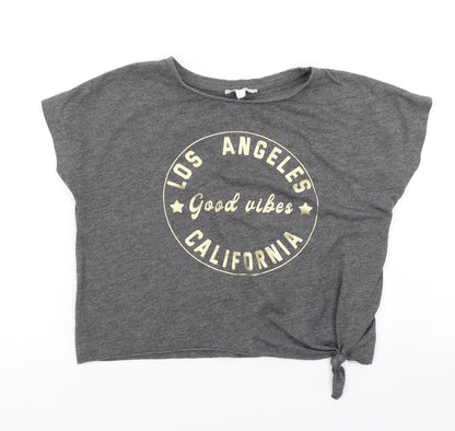 Bluezoo Girls Grey   Cropped T-Shirt Size 5-6 Years