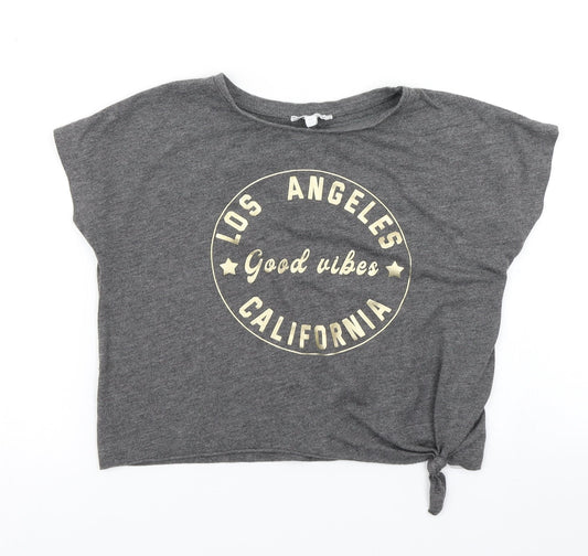 Bluezoo Girls Grey   Cropped T-Shirt Size 5-6 Years
