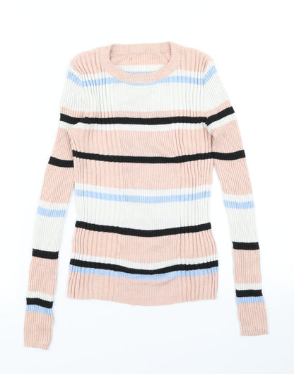 Atmosphere Womens Pink Striped Knit Pullover Jumper Size 8