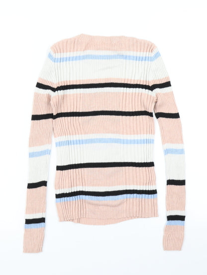 Atmosphere Womens Pink Striped Knit Pullover Jumper Size 8