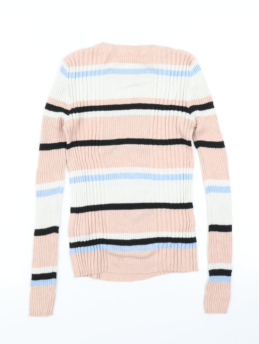 Atmosphere Womens Pink Striped Knit Pullover Jumper Size 8