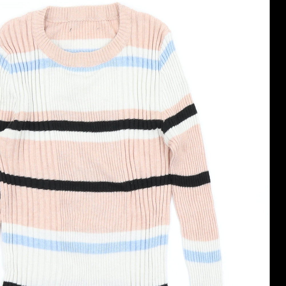 Atmosphere Womens Pink Striped Knit Pullover Jumper Size 8