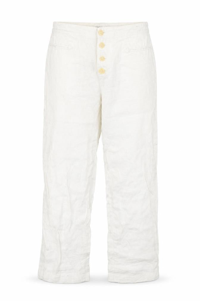 Front view of Inwear women’s white cargo trousers, size UK 8, 27-inch leg