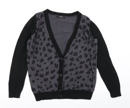 George Womens Grey Animal Print Knit Cardigan Jumper Size 12