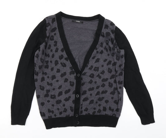 George Womens Grey Animal Print Knit Cardigan Jumper Size 12