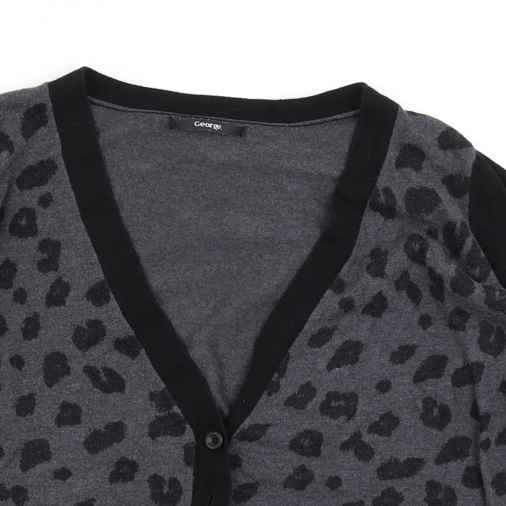 George Womens Grey Animal Print Knit Cardigan Jumper Size 12
