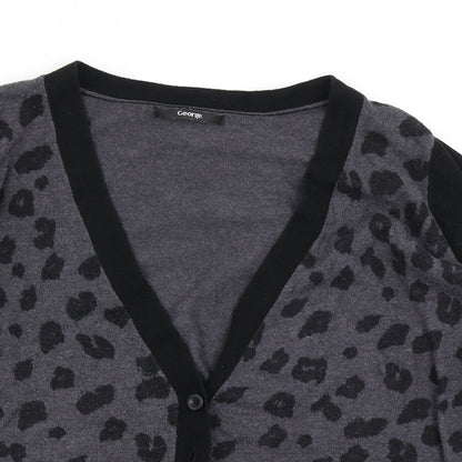 George Womens Grey Animal Print Knit Cardigan Jumper Size 12