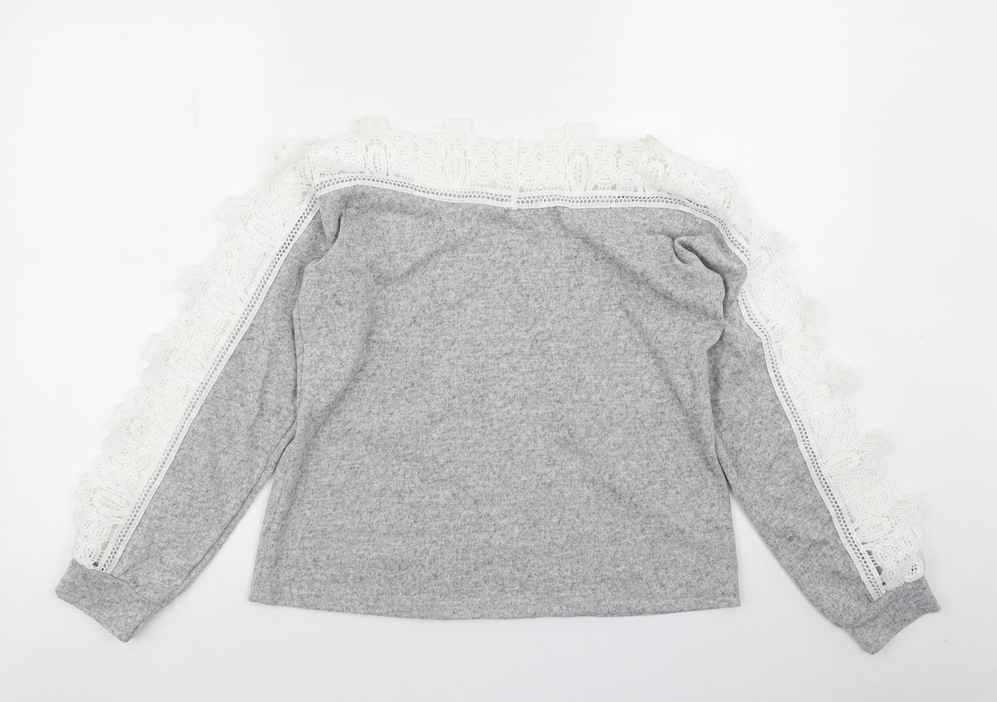 SheIn Womens Grey   Pullover Sweatshirt Size S  - Lace sleeve detail