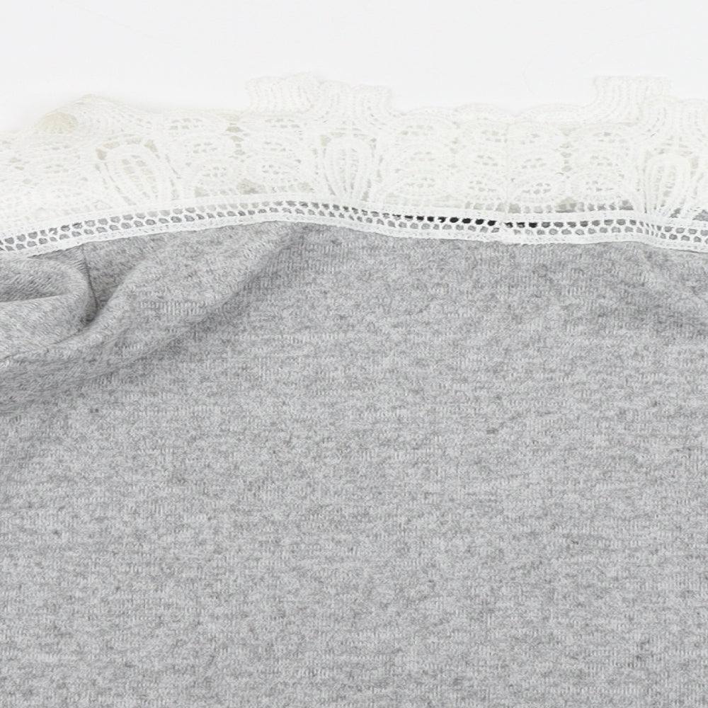 SheIn Womens Grey   Pullover Sweatshirt Size S  - Lace sleeve detail