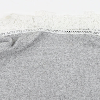SheIn Womens Grey   Pullover Sweatshirt Size S  - Lace sleeve detail