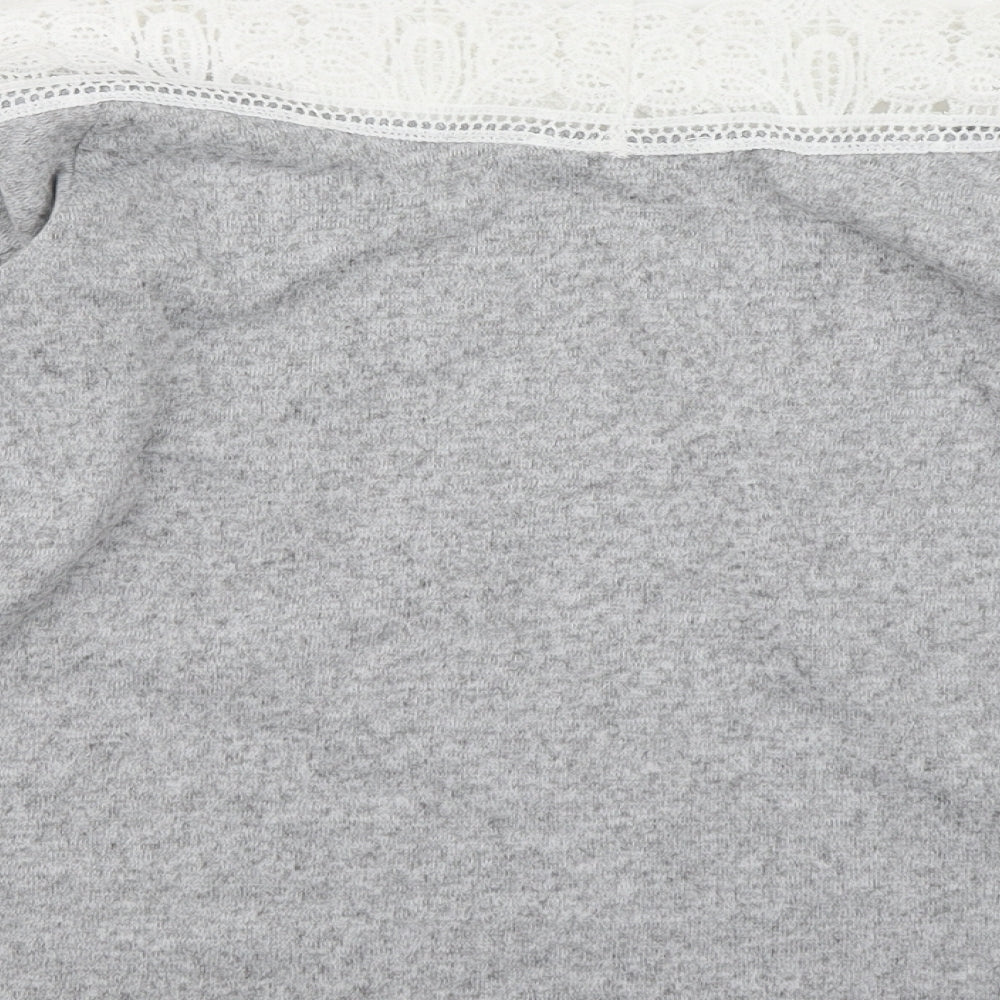 SheIn Womens Grey   Pullover Sweatshirt Size S  - Lace sleeve detail