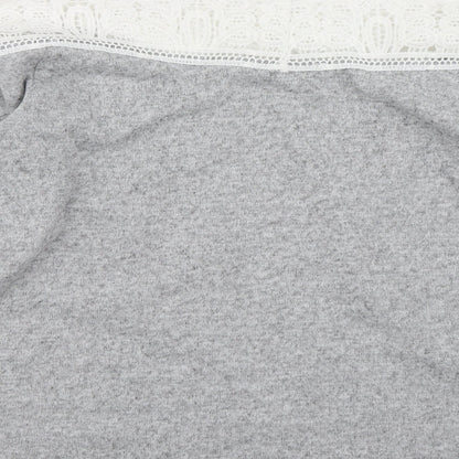 SheIn Womens Grey   Pullover Sweatshirt Size S  - Lace sleeve detail