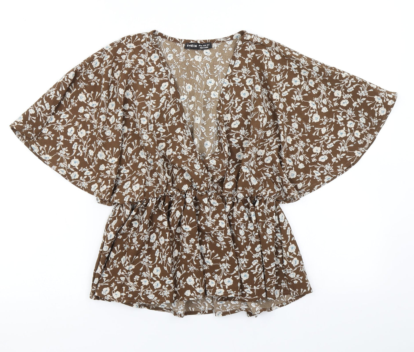 SheIn Womens Brown Floral  Basic Blouse Size XS