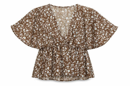 Womens UK Size XS SheIn Brown Basic Blouse