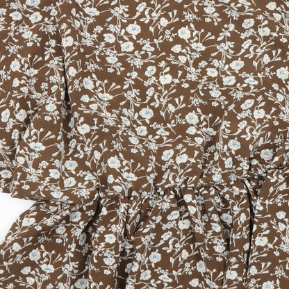 SheIn Womens Brown Floral  Basic Blouse Size XS