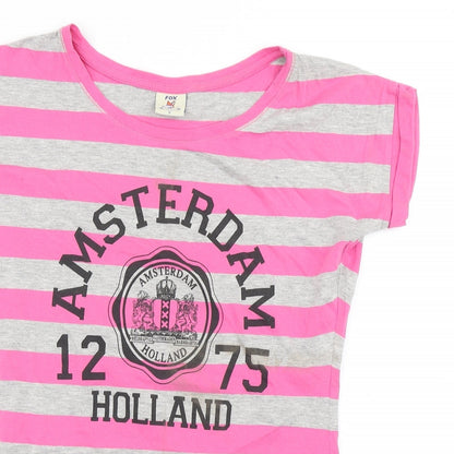Womens UK Size S Fox Pink Basic T-Shirt
