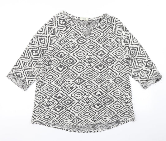 Papaya Womens Ivory Geometric  Basic T-Shirt Size 14