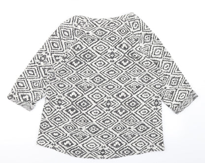 Papaya Womens Ivory Geometric  Basic T-Shirt Size 14