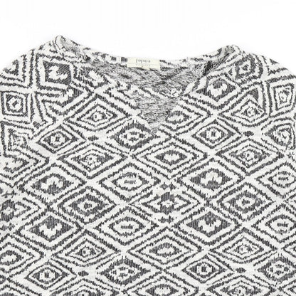 Papaya Womens Ivory Geometric  Basic T-Shirt Size 14