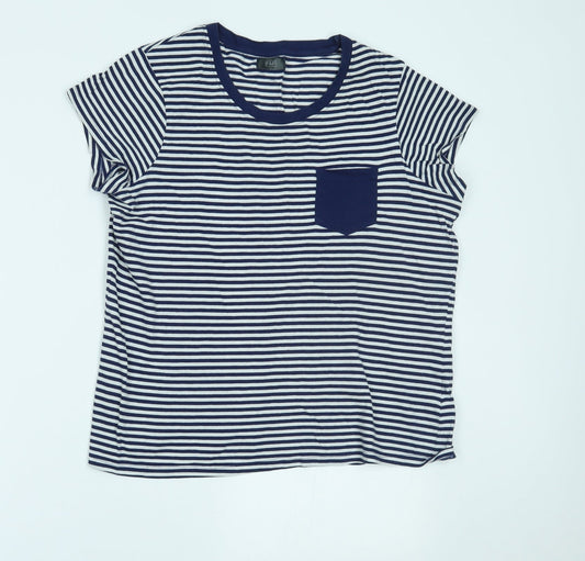 F&F Womens Blue Striped  Basic T-Shirt Size 12