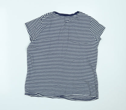 F&F Womens Blue Striped  Basic T-Shirt Size 12