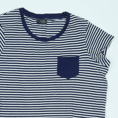 F&F Womens Blue Striped  Basic T-Shirt Size 12